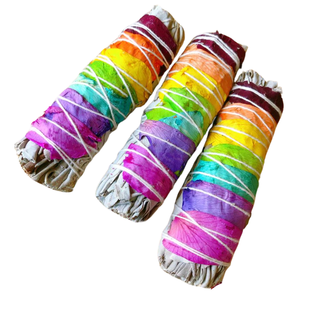 7 Chakra Flower Petal Sage - Smudge Stick