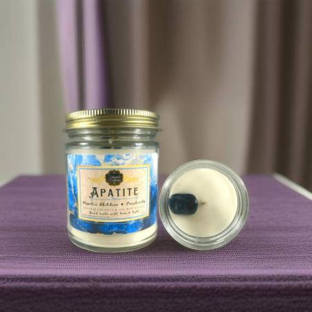 Apatite Crystal Candle - Intuition ✻ Creativity ✻ Inspiration