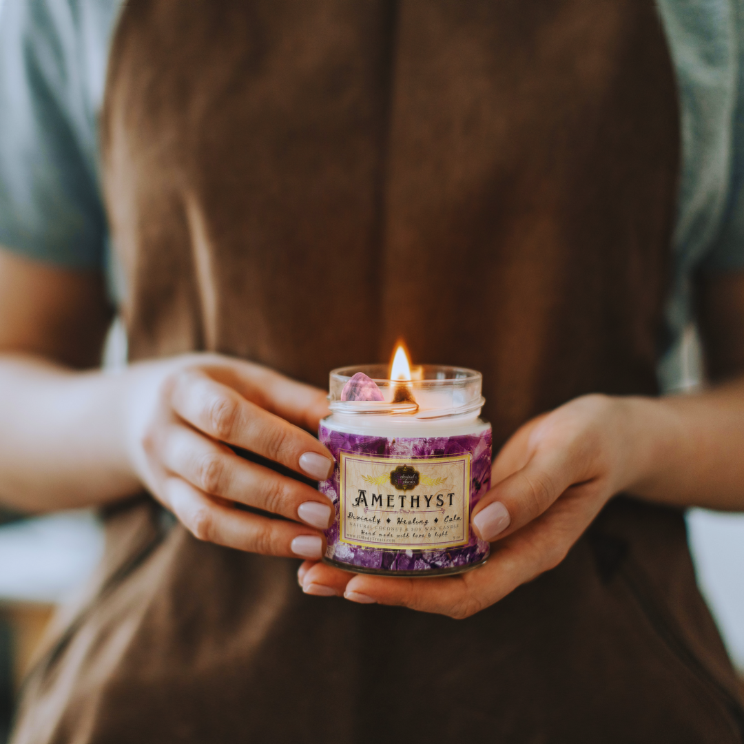 Amethyst Crystal Candle - Divinity ✻ Healing ✻ Calm