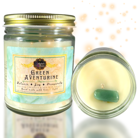 Green Aventurine Crystal Candle - Joy ✻ Balance ✻ Prosperity