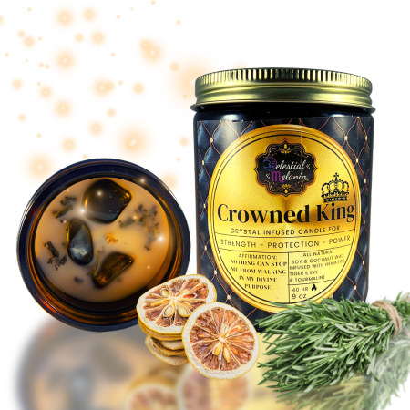 Crowned King Crystal Candle - Strength ✻ Protection ✻ Power