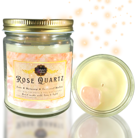 Rose Quartz Crystal Candle - Love ✻ Harmony ✻ Emotional Healing